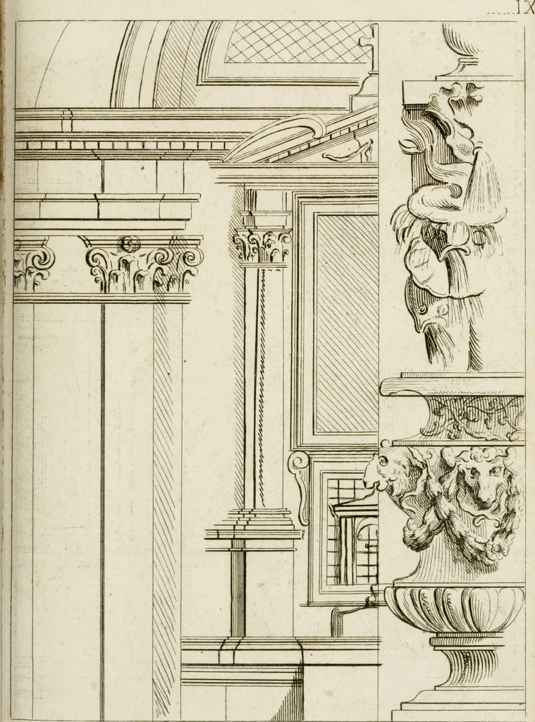 An illustration from Livre de fragments d'architectures, recüeilis et dessinés à Rome d'après les plus beaux monuments, 1720, leaf 112
