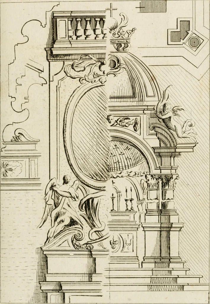 An illustration from Livre de fragments d'architectures, recüeilis et dessinés à Rome d'après les plus beaux monuments, 1720, leaf 118