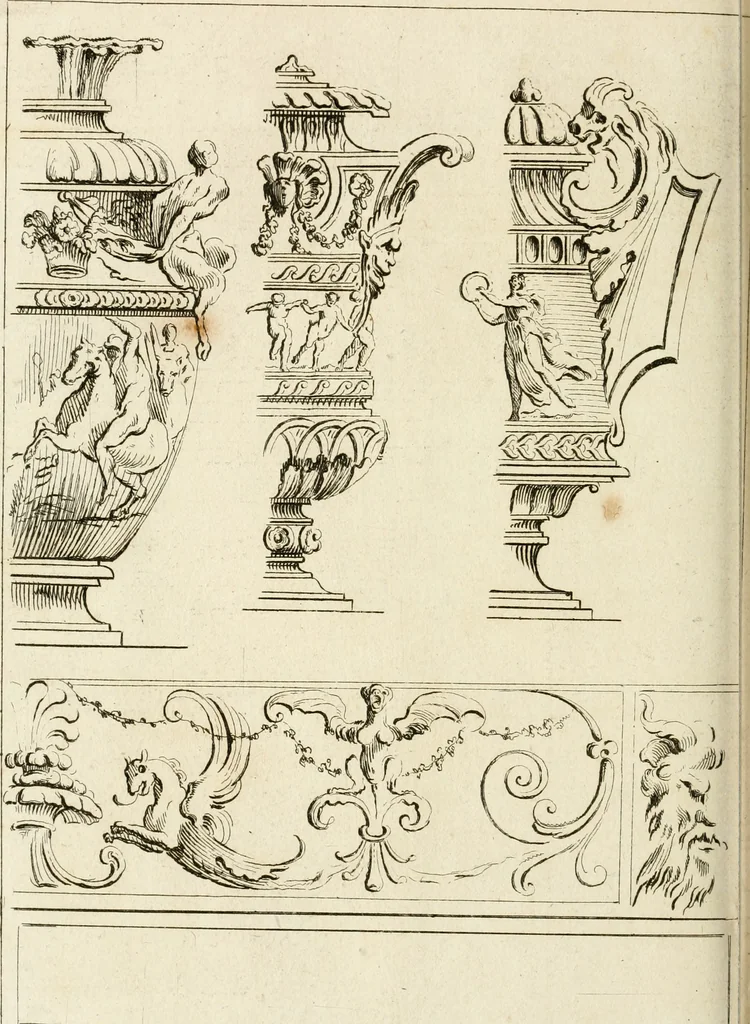 An illustration from Livre de fragments d'architectures, recüeilis et dessinés à Rome d'après les plus beaux monuments, 1720, leaf 121