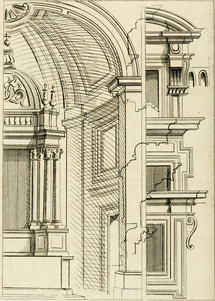 An illustration from Livre de fragments d'architectures, recüeilis et dessinés à Rome d'après les plus beaux monuments, 1720, leaf 127