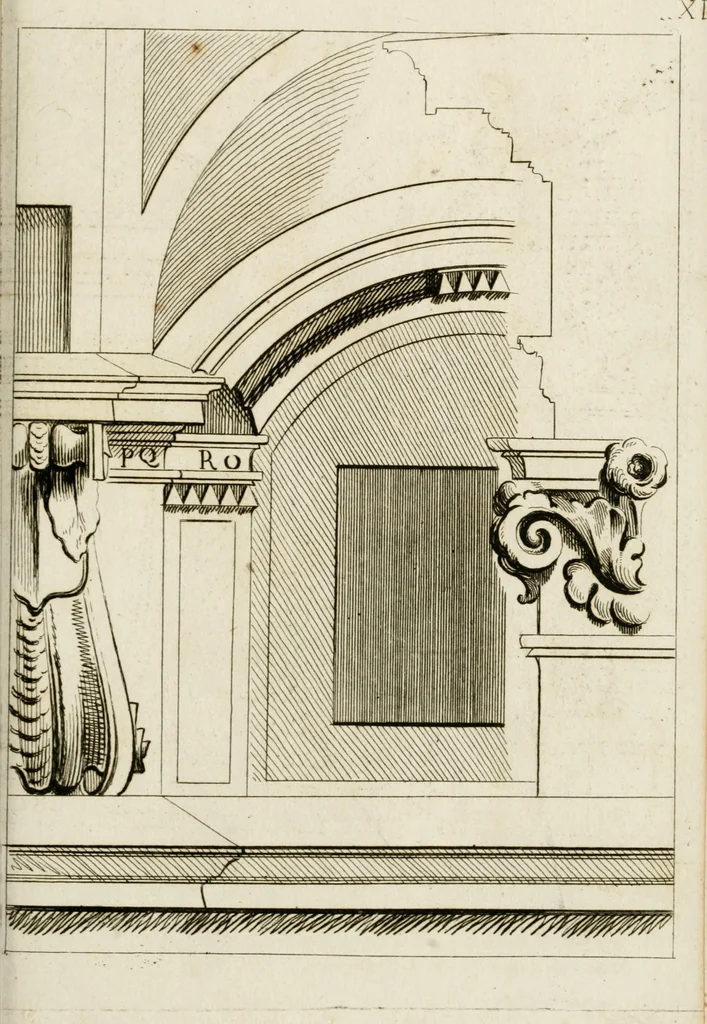 An illustration from Livre de fragments d'architectures, recüeilis et dessinés à Rome d'après les plus beaux monuments, 1720, leaf 130