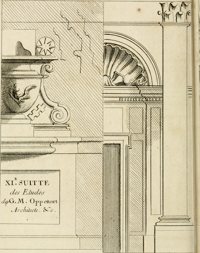 An illustration from Livre de fragments d'architectures, recüeilis et dessinés à Rome d'après les plus beaux monuments, 1720, leaf 131