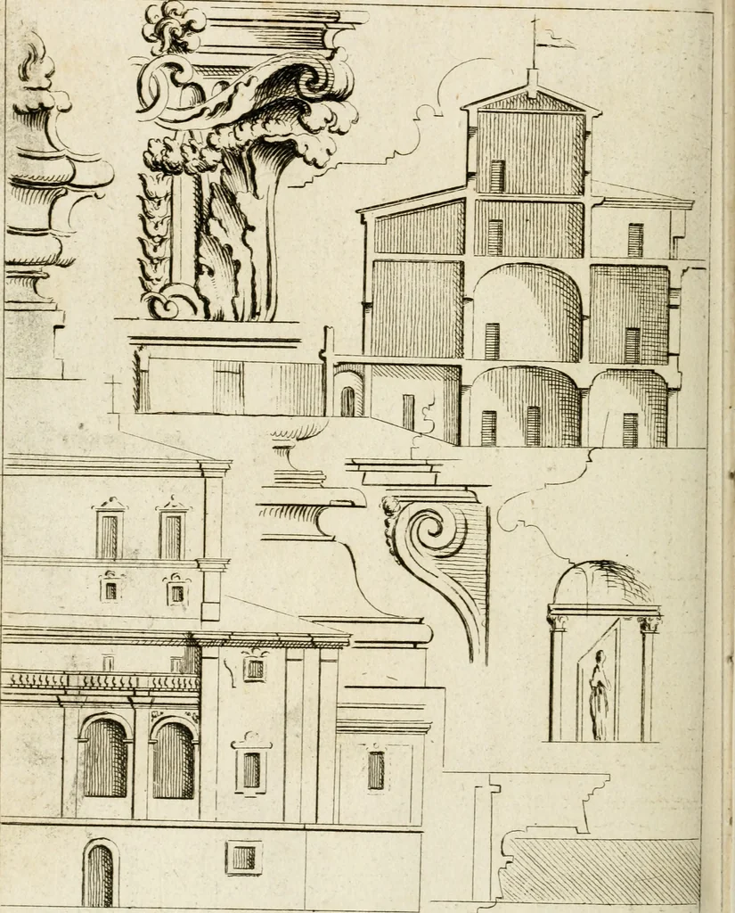 An illustration from Livre de fragments d'architectures, recüeilis et dessinés à Rome d'après les plus beaux monuments, 1720, leaf 133