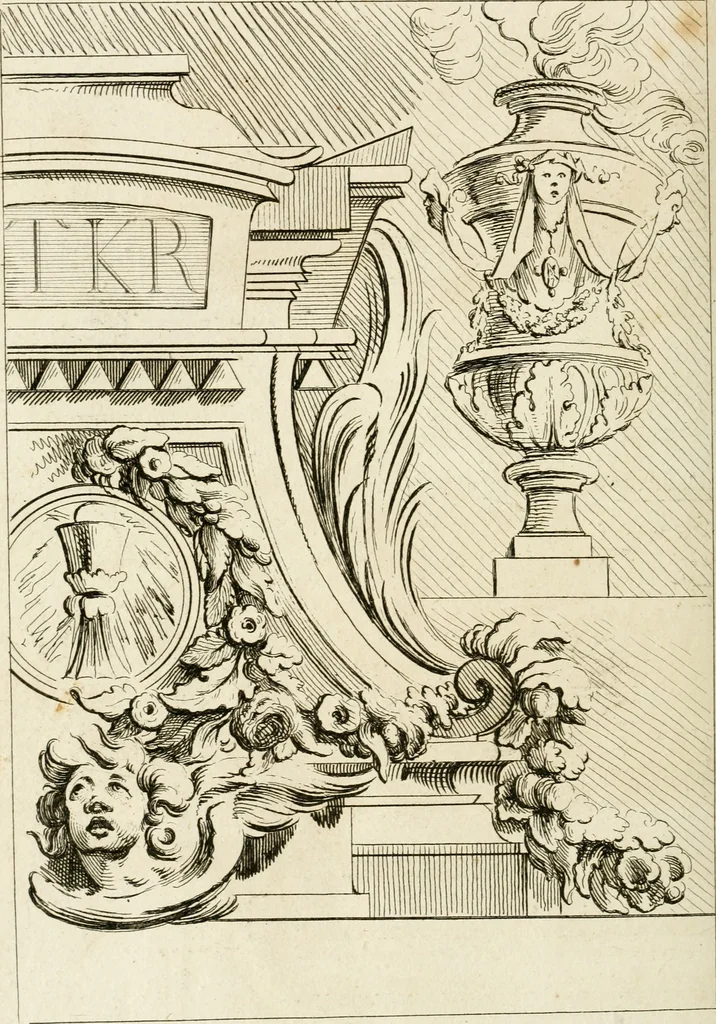 An illustration from Livre de fragments d'architectures, recüeilis et dessinés à Rome d'après les plus beaux monuments, 1720, leaf 137