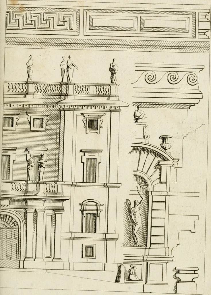 An illustration from Livre de fragments d'architectures, recüeilis et dessinés à Rome d'après les plus beaux monuments, 1720, leaf 140
