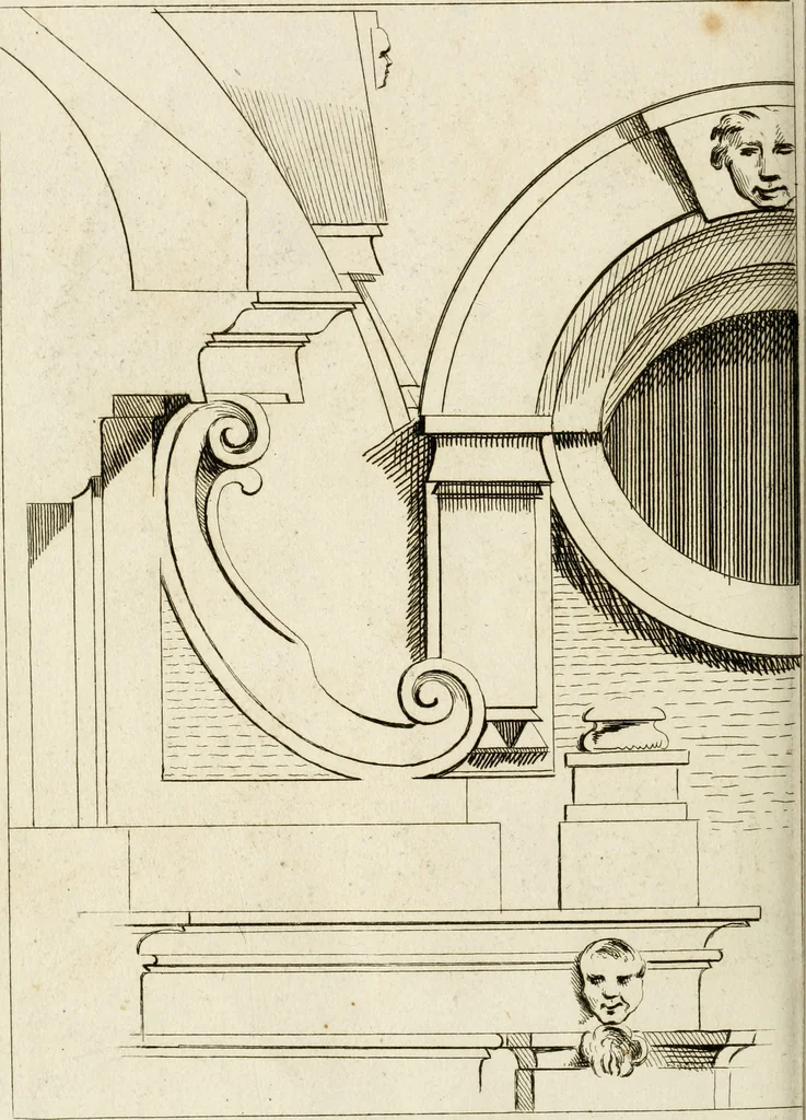 An illustration from Livre de fragments d'architectures, recüeilis et dessinés à Rome d'après les plus beaux monuments, 1720, leaf 141