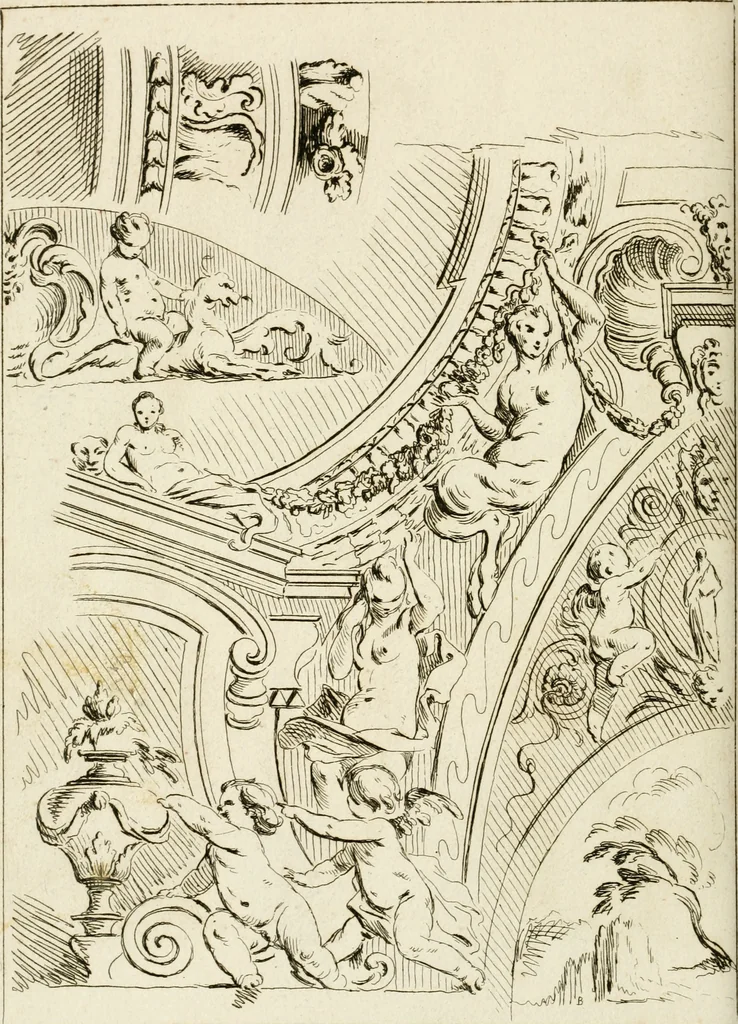 An illustration from Livre de fragments d'architectures, recüeilis et dessinés à Rome d'après les plus beaux monuments, 1720, leaf 145