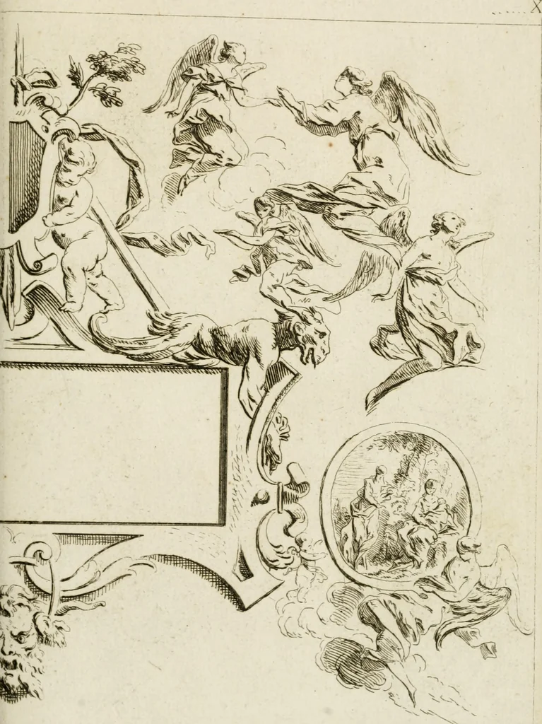 An illustration from Livre de fragments d'architectures, recüeilis et dessinés à Rome d'après les plus beaux monuments, 1720, leaf 148
