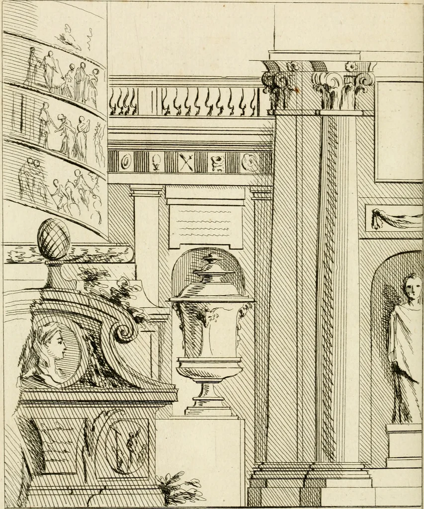 An illustration from Livre de fragments d'architectures, recüeilis et dessinés à Rome d'après les plus beaux monuments, 1720, leaf 155