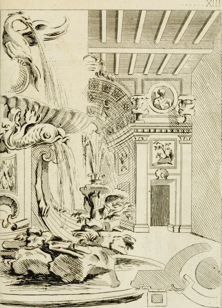 An illustration from Livre de fragments d'architectures, recüeilis et dessinés à Rome d'après les plus beaux monuments, 1720, leaf 158