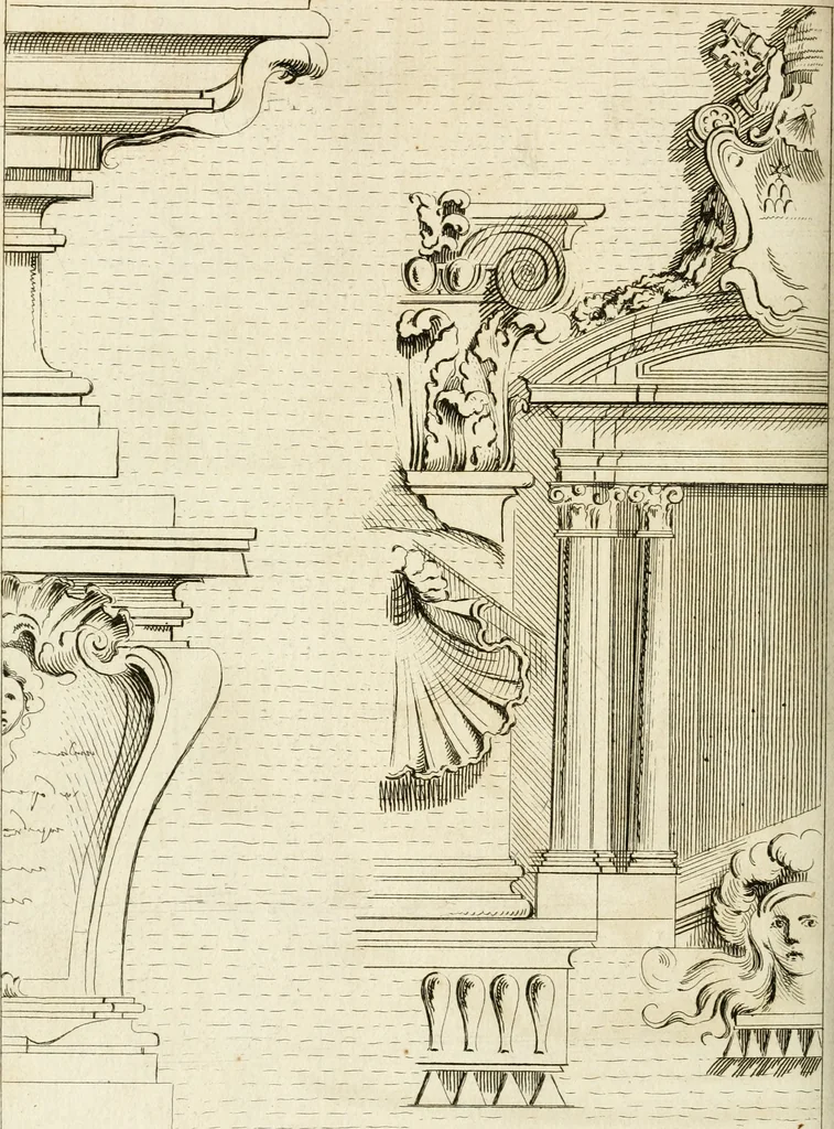 An illustration from Livre de fragments d'architectures, recüeilis et dessinés à Rome d'après les plus beaux monuments, 1720, leaf 159