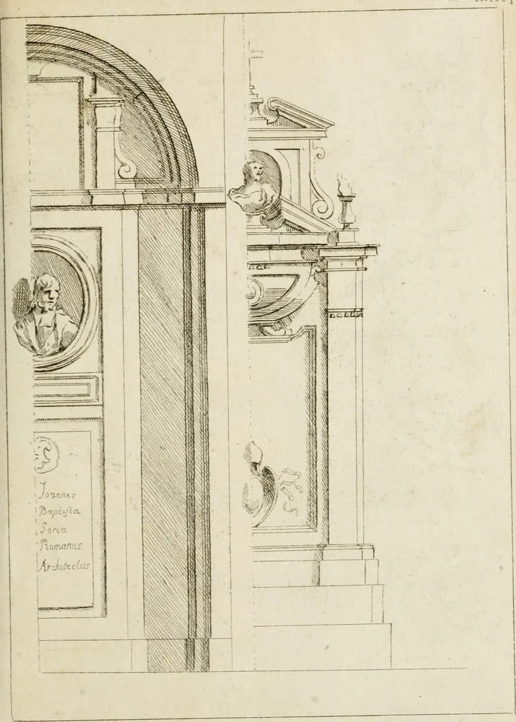 An illustration from Livre de fragments d'architectures, recüeilis et dessinés à Rome d'après les plus beaux monuments, 1720, leaf 16