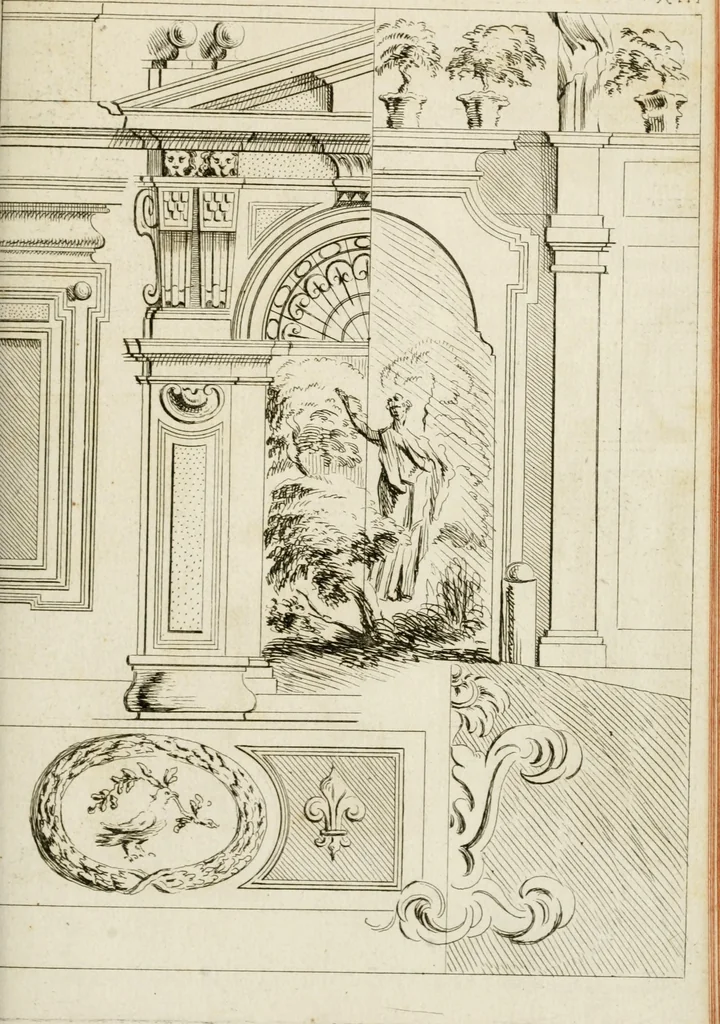 An illustration from Livre de fragments d'architectures, recüeilis et dessinés à Rome d'après les plus beaux monuments, 1720, leaf 160