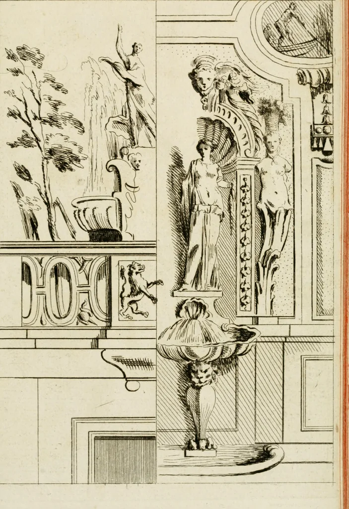 An illustration from Livre de fragments d'architectures, recüeilis et dessinés à Rome d'après les plus beaux monuments, 1720, leaf 166