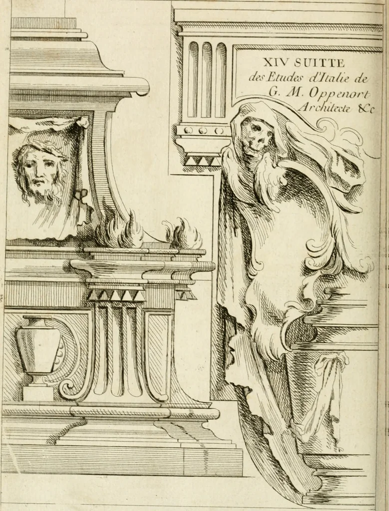An illustration from Livre de fragments d'architectures, recüeilis et dessinés à Rome d'après les plus beaux monuments, 1720, leaf 167
