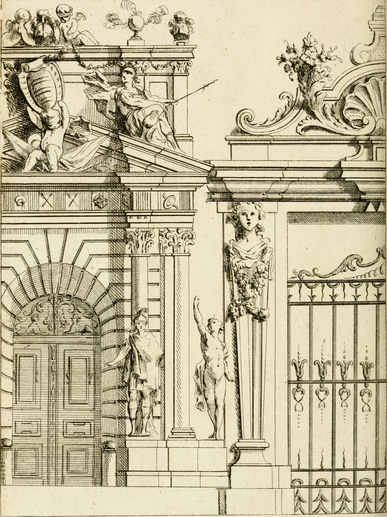 An illustration from Livre de fragments d'architectures, recüeilis et dessinés à Rome d'après les plus beaux monuments, 1720, leaf 175
