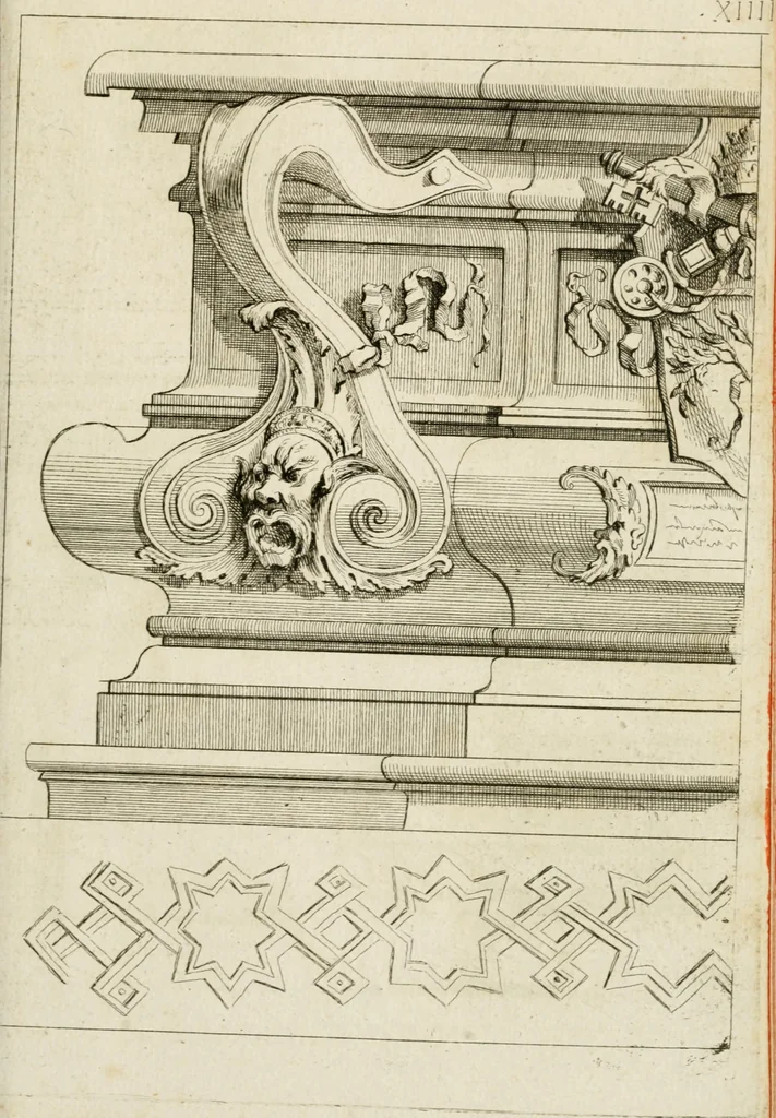 An illustration from Livre de fragments d'architectures, recüeilis et dessinés à Rome d'après les plus beaux monuments, 1720, leaf 176