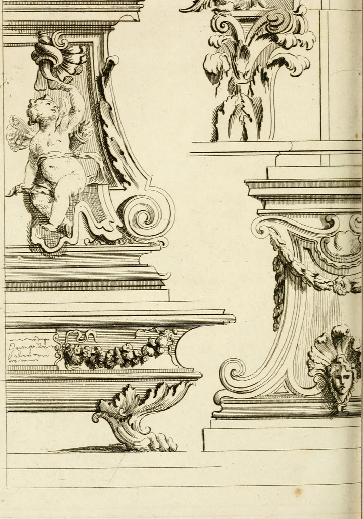 An illustration from Livre de fragments d'architectures, recüeilis et dessinés à Rome d'après les plus beaux monuments, 1720, leaf 177