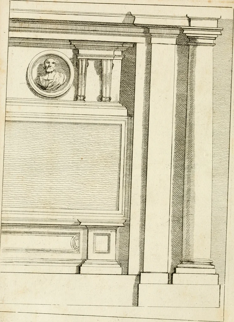 An illustration from Livre de fragments d'architectures, recüeilis et dessinés à Rome d'après les plus beaux monuments, 1720, leaf 19