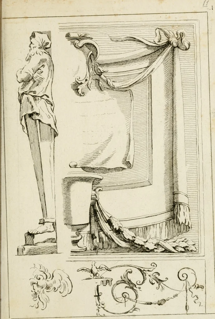 An illustration from Livre de fragments d'architectures, recüeilis et dessinés à Rome d'après les plus beaux monuments, 1720, leaf 20