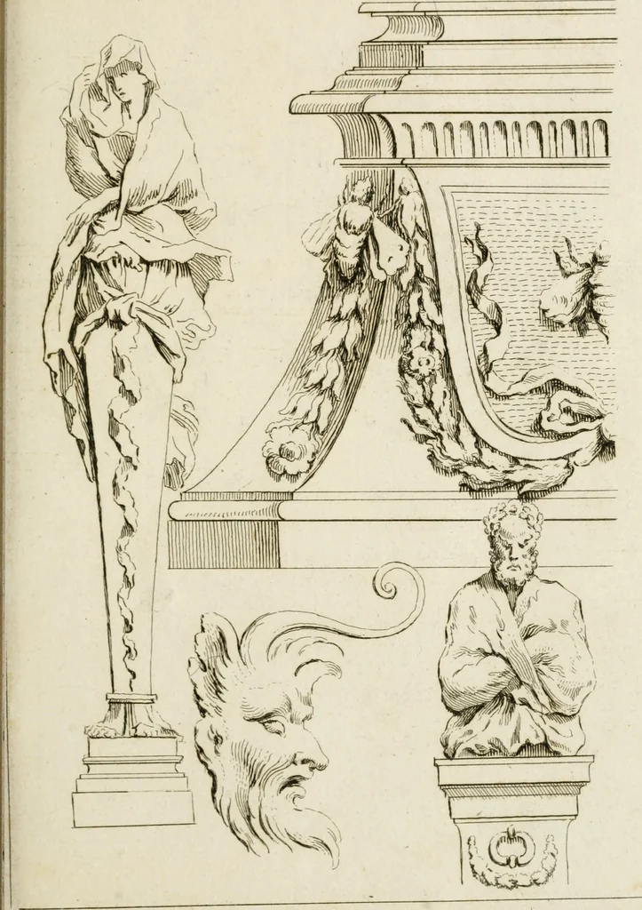 An illustration from Livre de fragments d'architectures, recüeilis et dessinés à Rome d'après les plus beaux monuments, 1720, leaf 22