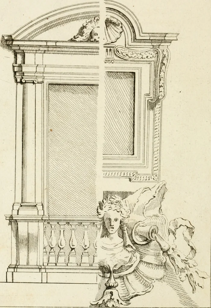 An illustration from Livre de fragments d'architectures, recüeilis et dessinés à Rome d'après les plus beaux monuments, 1720, leaf 25