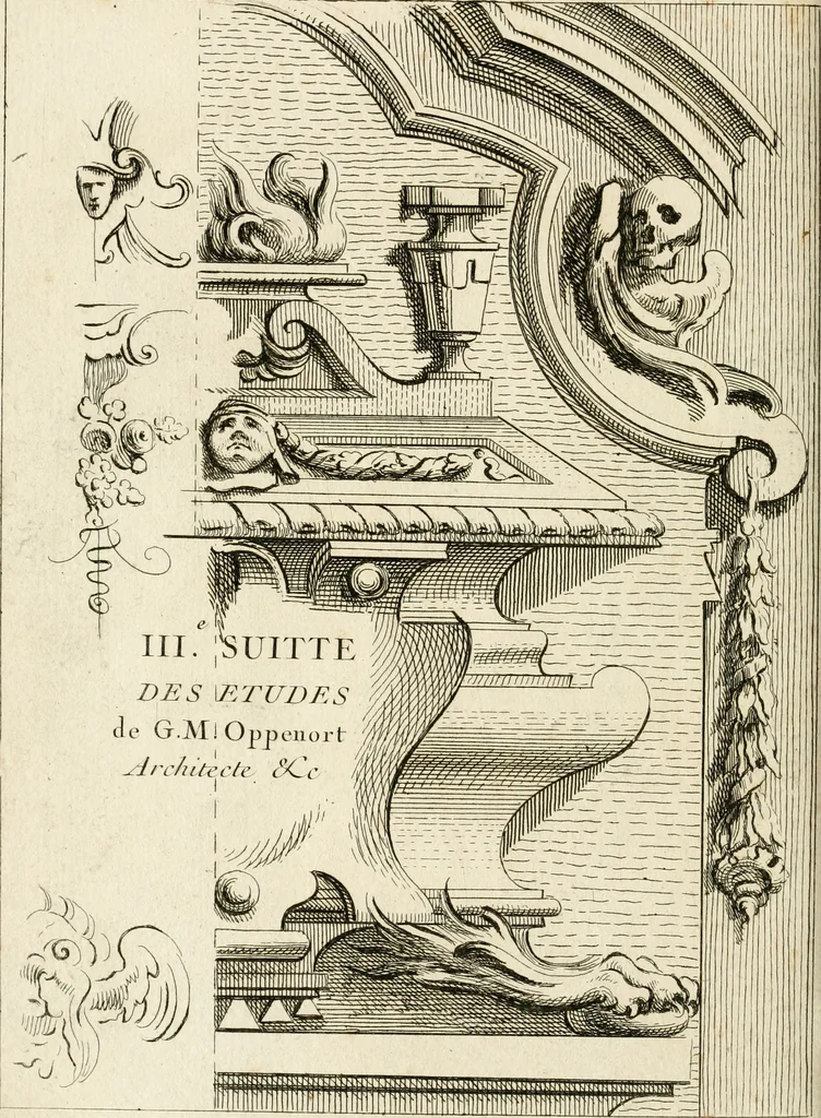An illustration from Livre de fragments d'architectures, recüeilis et dessinés à Rome d'après les plus beaux monuments, 1720, leaf 35