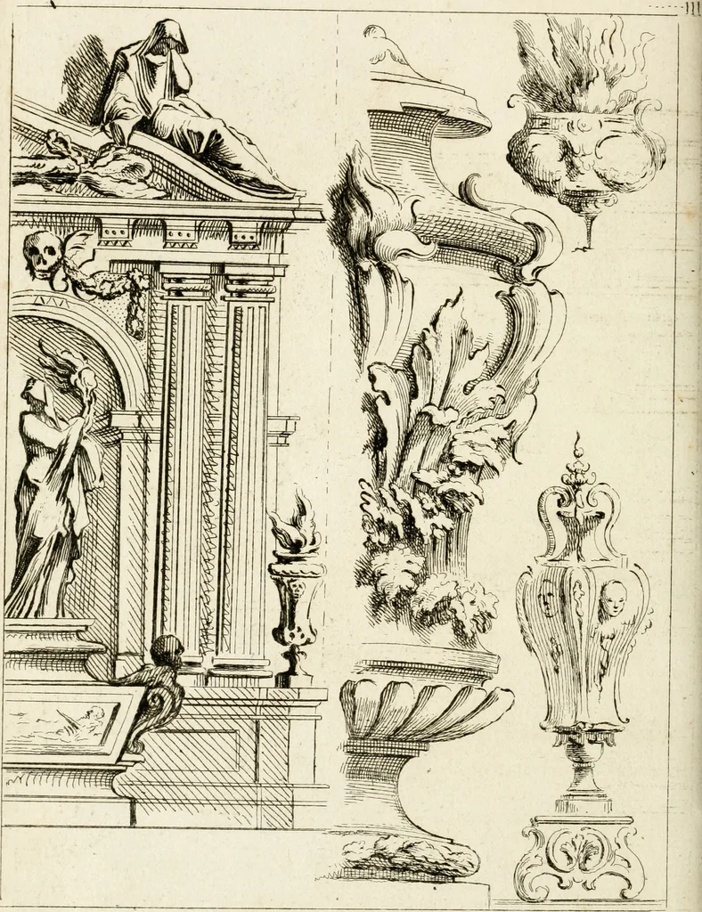 An illustration from Livre de fragments d'architectures, recüeilis et dessinés à Rome d'après les plus beaux monuments, 1720, leaf 39