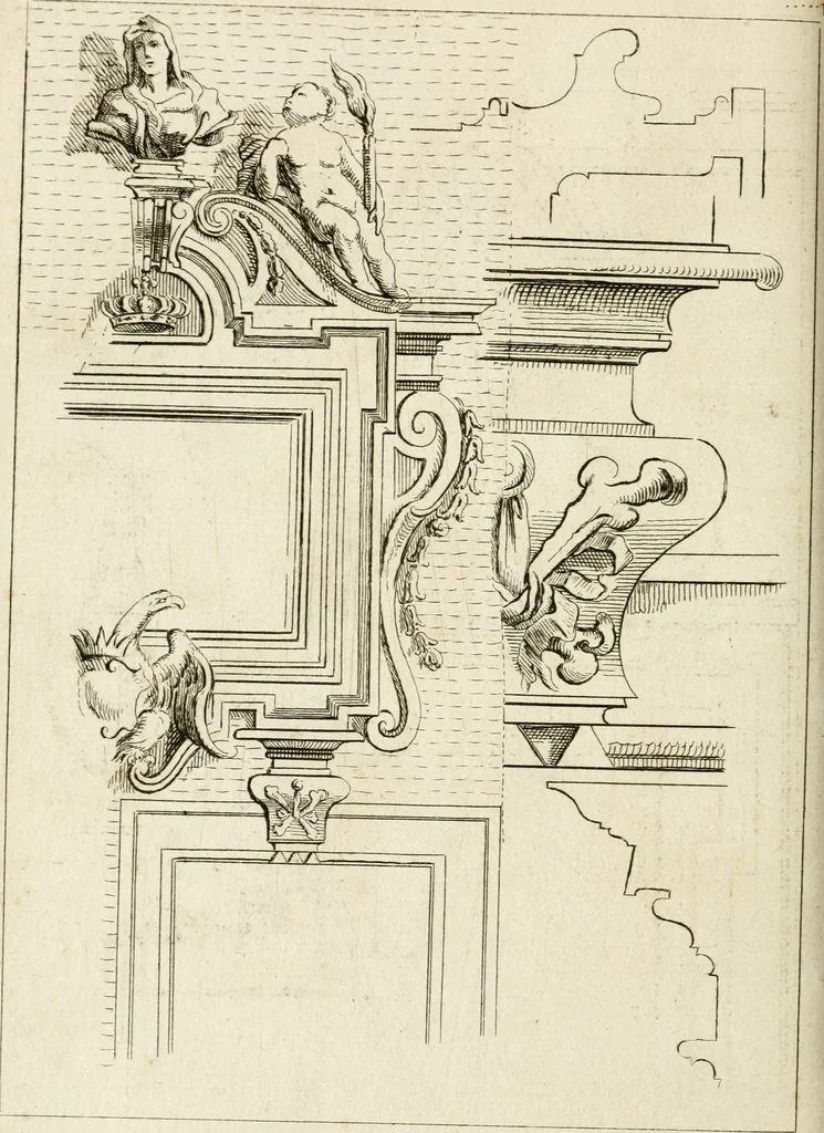 An illustration from Livre de fragments d'architectures, recüeilis et dessinés à Rome d'après les plus beaux monuments, 1720, leaf 41