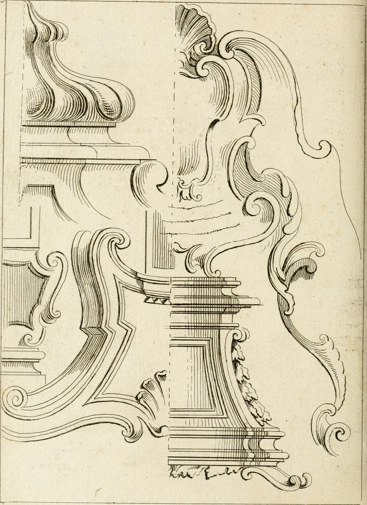 An illustration from Livre de fragments d'architectures, recüeilis et dessinés à Rome d'après les plus beaux monuments, 1720, leaf 43