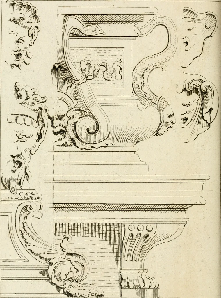 An illustration from Livre de fragments d'architectures, recüeilis et dessinés à Rome d'après les plus beaux monuments, 1720, leaf 45