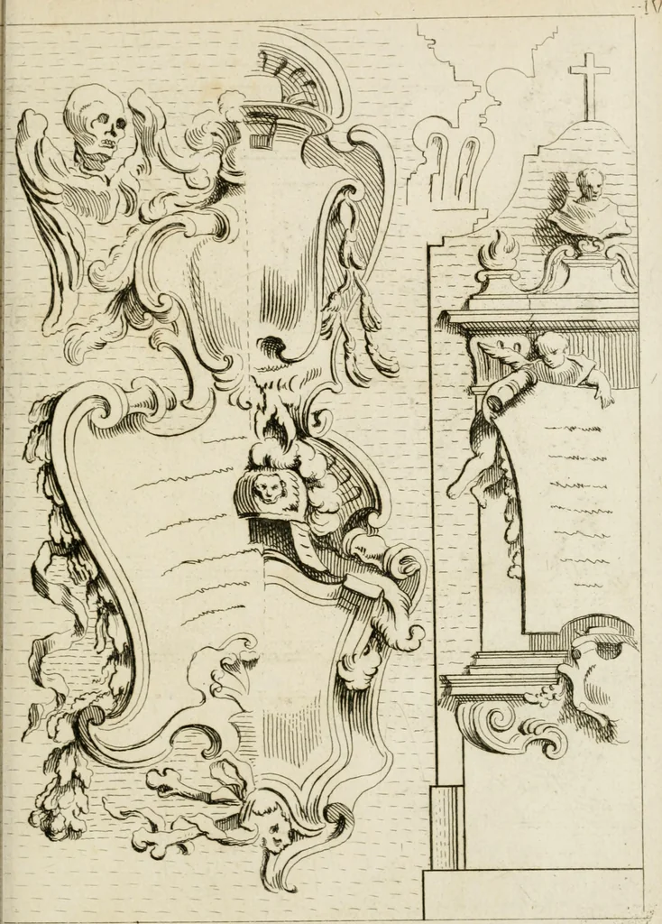 An illustration from Livre de fragments d'architectures, recüeilis et dessinés à Rome d'après les plus beaux monuments, 1720, leaf 46
