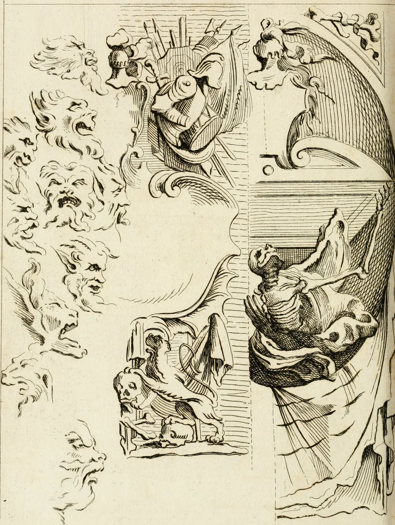 An illustration from Livre de fragments d'architectures, recüeilis et dessinés à Rome d'après les plus beaux monuments, 1720, leaf 49