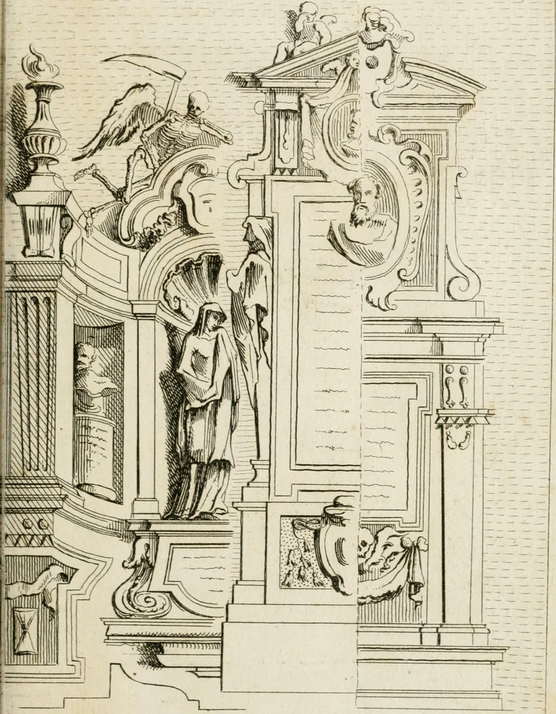 An illustration from Livre de fragments d'architectures, recüeilis et dessinés à Rome d'après les plus beaux monuments, 1720, leaf 56