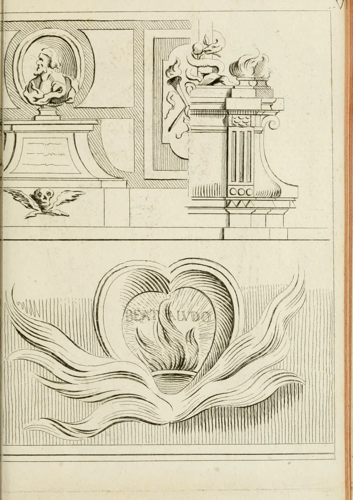 An illustration from Livre de fragments d'architectures, recüeilis et dessinés à Rome d'après les plus beaux monuments, 1720, leaf 58