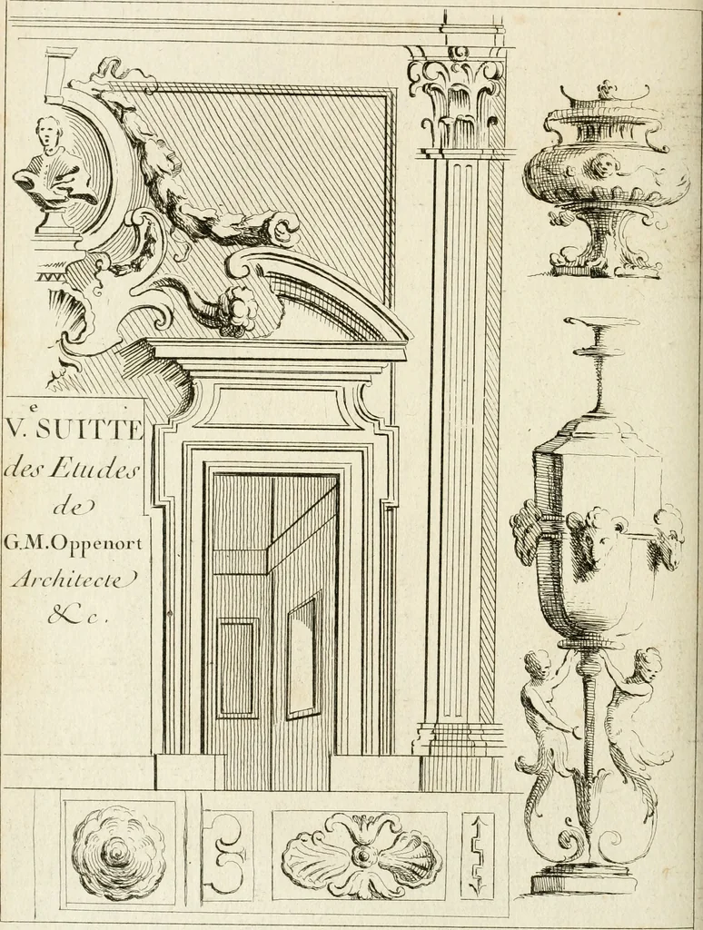 An illustration from Livre de fragments d'architectures, recüeilis et dessinés à Rome d'après les plus beaux monuments, 1720, leaf 59