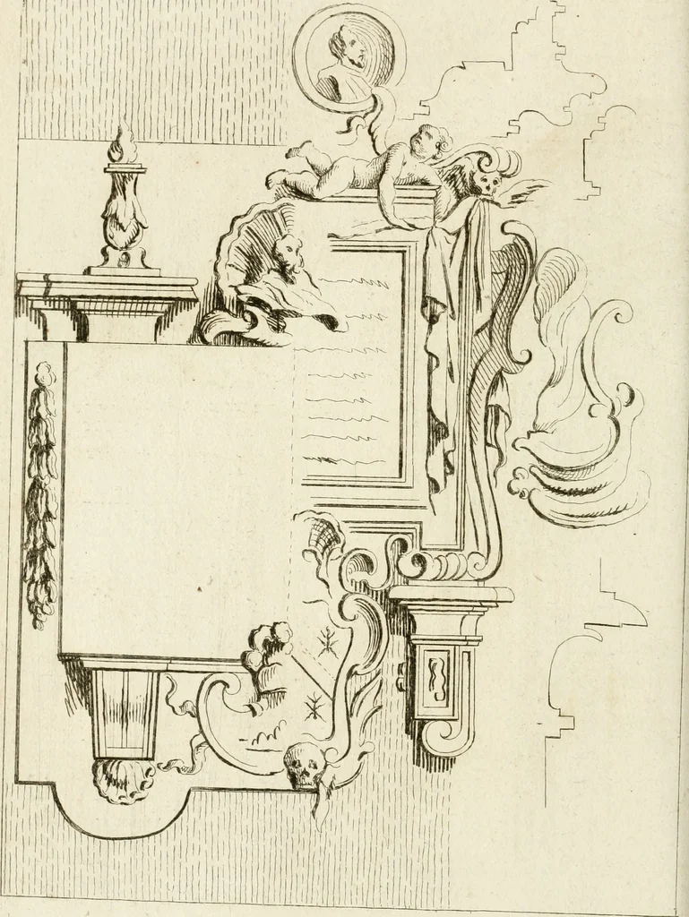 An illustration from Livre de fragments d'architectures, recüeilis et dessinés à Rome d'après les plus beaux monuments, 1720, leaf 61