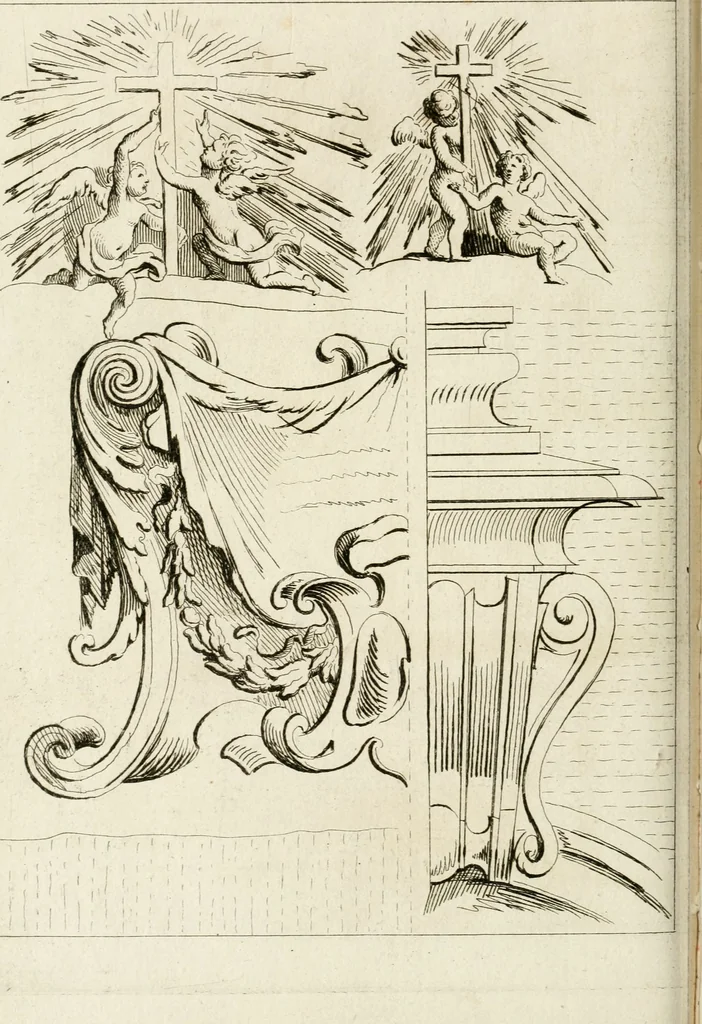 An illustration from Livre de fragments d'architectures, recüeilis et dessinés à Rome d'après les plus beaux monuments, 1720, leaf 65