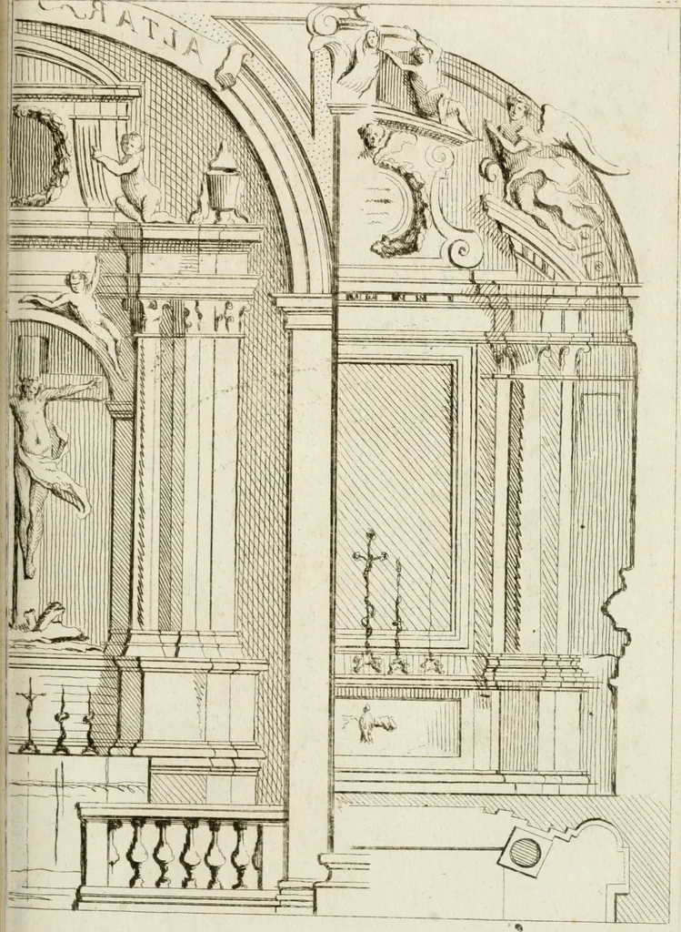 An illustration from Livre de fragments d'architectures, recüeilis et dessinés à Rome d'après les plus beaux monuments, 1720, leaf 66