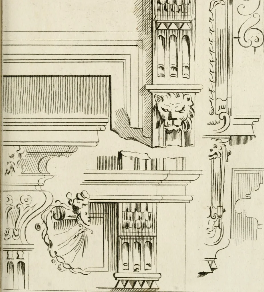 An illustration from Livre de fragments d'architectures, recüeilis et dessinés à Rome d'après les plus beaux monuments, 1720, leaf 68