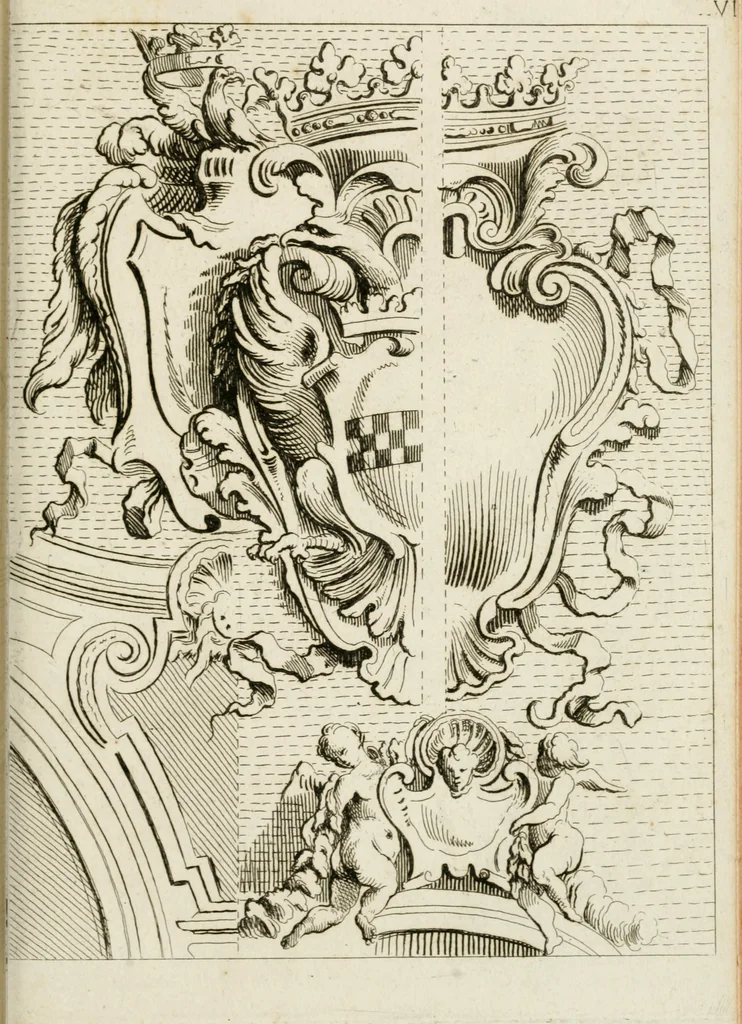 An illustration from Livre de fragments d'architectures, recüeilis et dessinés à Rome d'après les plus beaux monuments, 1720, leaf 70