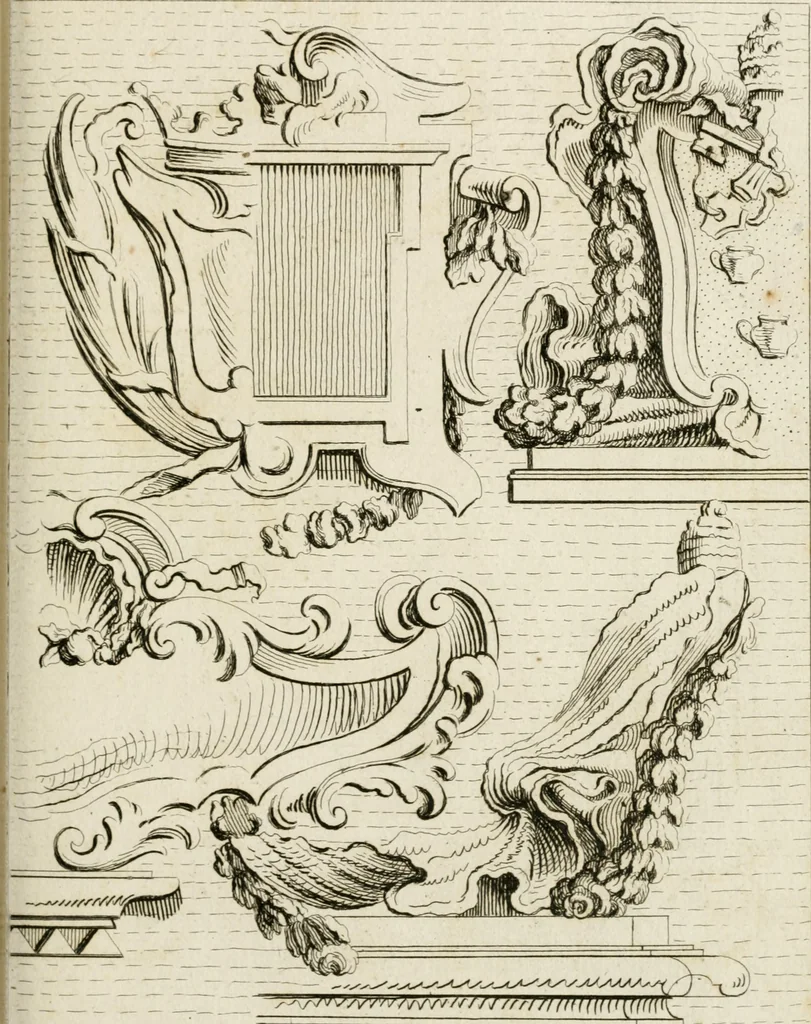 An illustration from Livre de fragments d'architectures, recüeilis et dessinés à Rome d'après les plus beaux monuments, 1720, leaf 72