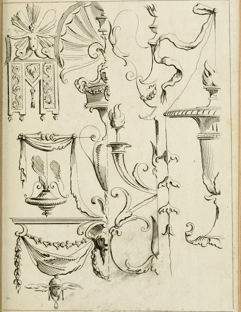 An illustration from Livre de fragments d'architectures, recüeilis et dessinés à Rome d'après les plus beaux monuments, 1720, leaf 74