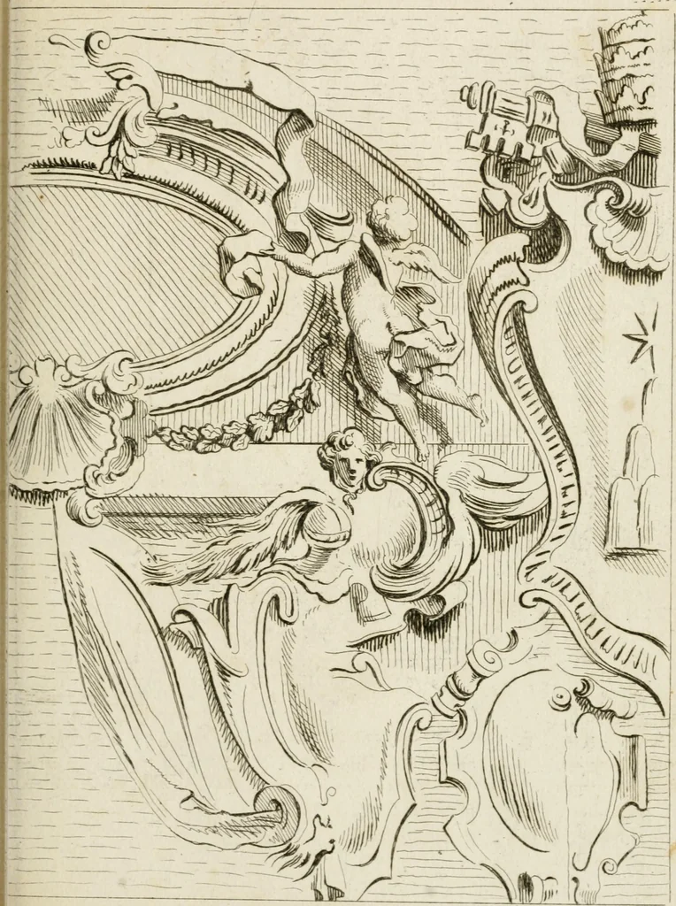 An illustration from Livre de fragments d'architectures, recüeilis et dessinés à Rome d'après les plus beaux monuments, 1720, leaf 76