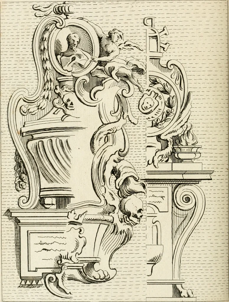 An illustration from Livre de fragments d'architectures, recüeilis et dessinés à Rome d'après les plus beaux monuments, 1720, leaf 77