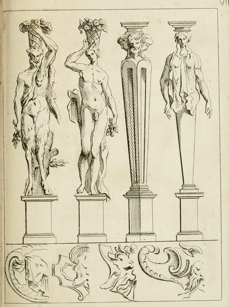 An illustration from Livre de fragments d'architectures, recüeilis et dessinés à Rome d'après les plus beaux monuments, 1720, leaf 84