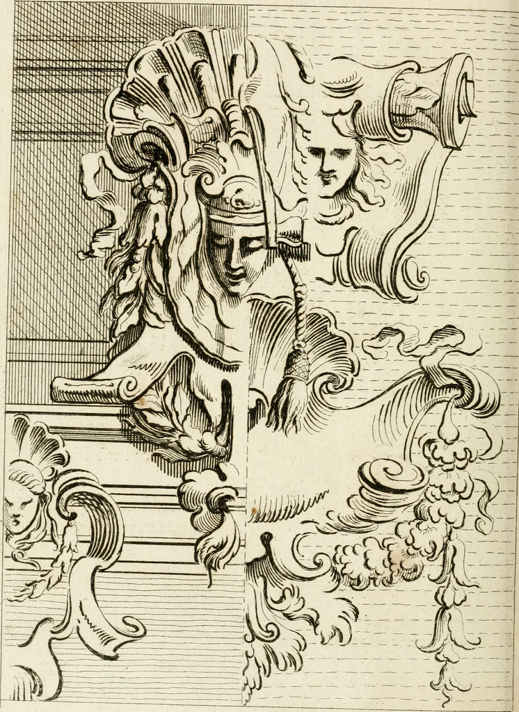An illustration from Livre de fragments d'architectures, recüeilis et dessinés à Rome d'après les plus beaux monuments, 1720, leaf 87