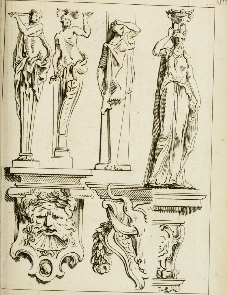 An illustration from Livre de fragments d'architectures, recüeilis et dessinés à Rome d'après les plus beaux monuments, 1720, leaf 90