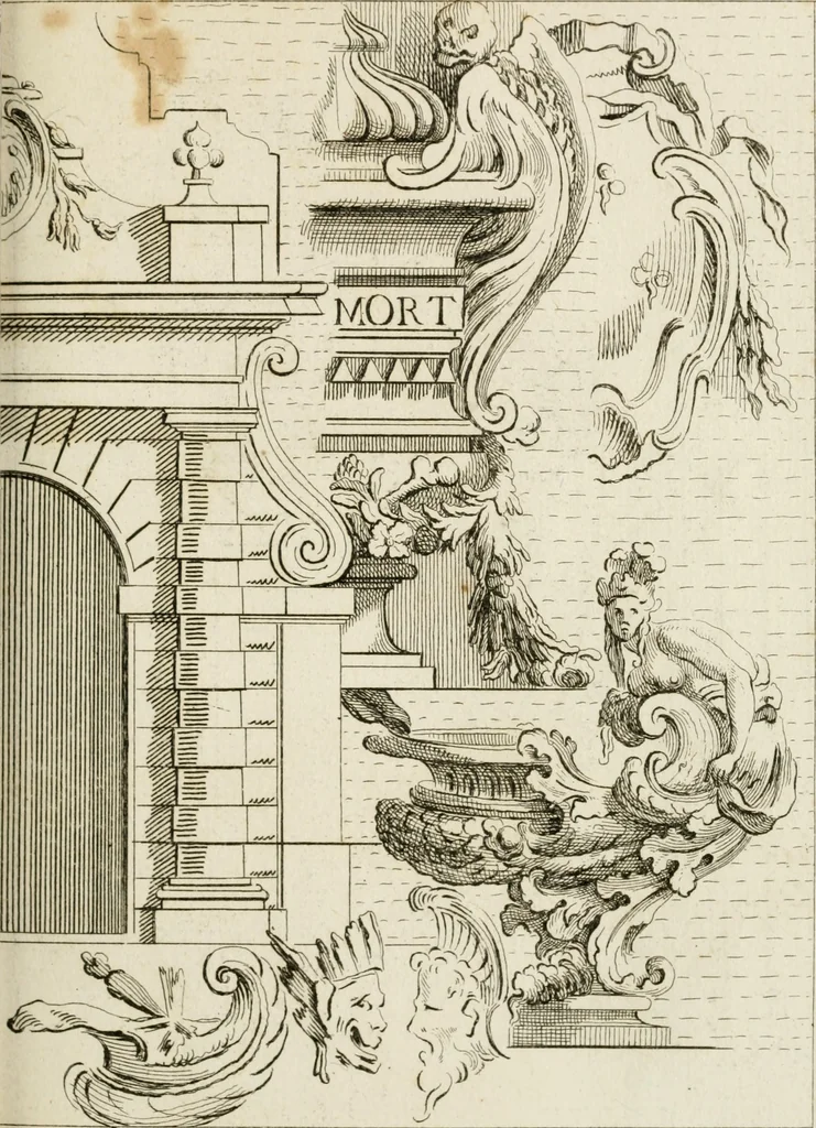 An illustration from Livre de fragments d'architectures, recüeilis et dessinés à Rome d'après les plus beaux monuments, 1720, leaf 94