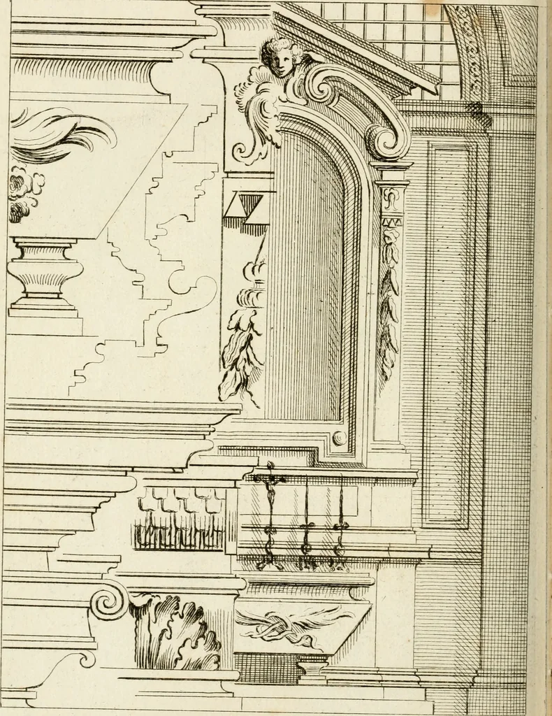 An illustration from Livre de fragments d'architectures, recüeilis et dessinés à Rome d'après les plus beaux monuments, 1720, leaf 97
